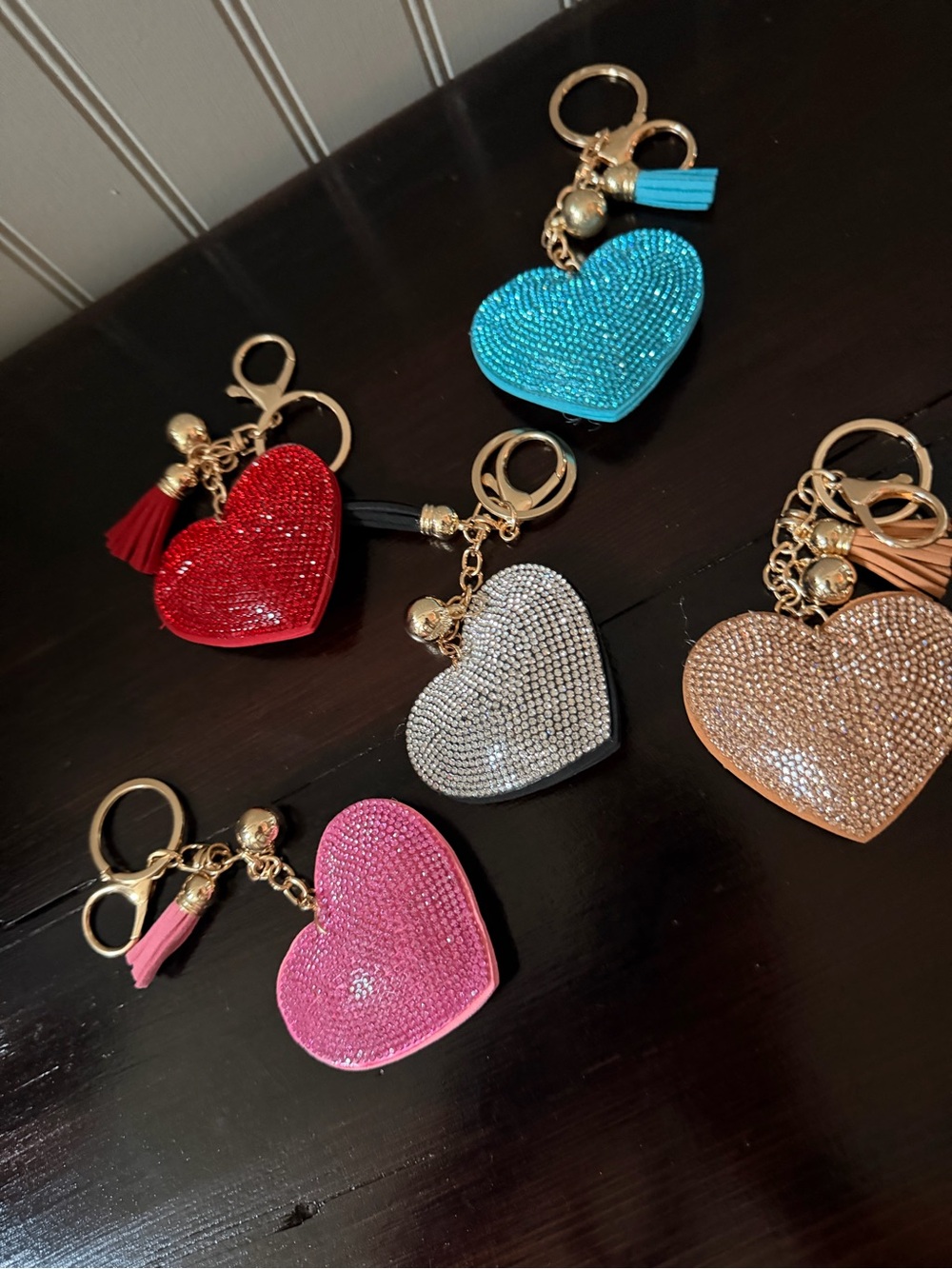 Sparkling Heart Puffy Keychain Bag Charm - Pink, Red, Blue, Silver, Gold Options
